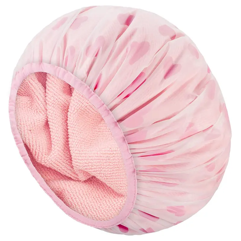 Auban Bonnet de Douche XL – Doublure en Éponge, Extérieur EVA Étanche, Grand Format, Rose