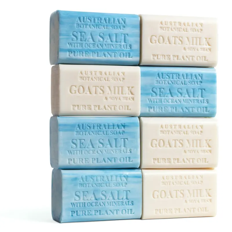 Australian Botanical – Savons pour Hommes Duo Luxe Corps et Barbe, Sel de Mer et Lait de Chèvre, 8 Barres de 6,6 onces