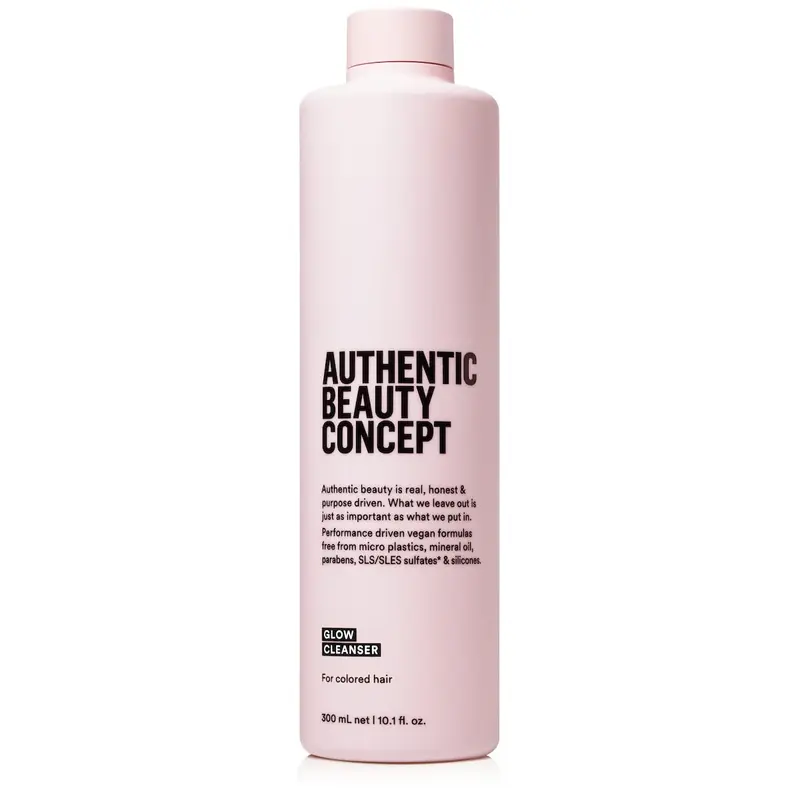 Authentic Beauty Concept Glow Cleanser | Shampooing Nettoyant pour Cheveux Colorés — Préserve la Couleur, Vegan & Cruelty-Free, Sans Sulfates, 300 ml