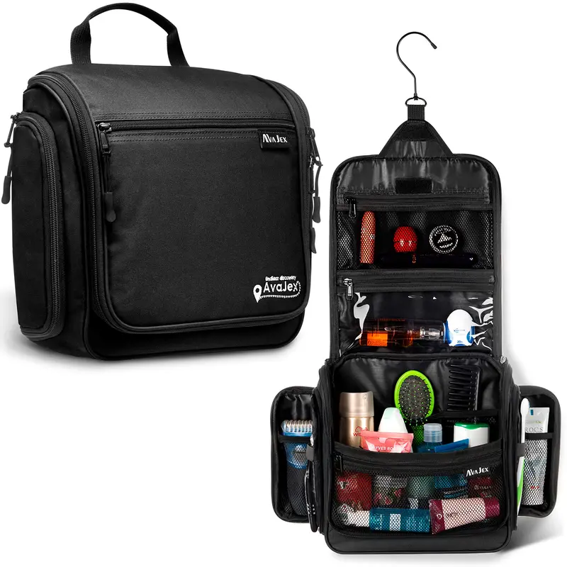 AvaJex Sac de Toilette de Voyage XXL – Organiseur Suspendu Étanche 19 Compartiments