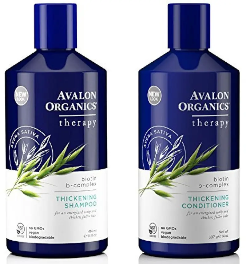 Avalon Organics Biotin B-Complex Thérapie – Shampoing et Après-Shampoing Densité pour Cheveux Fins – Pack de 2 (414 ml chacun)