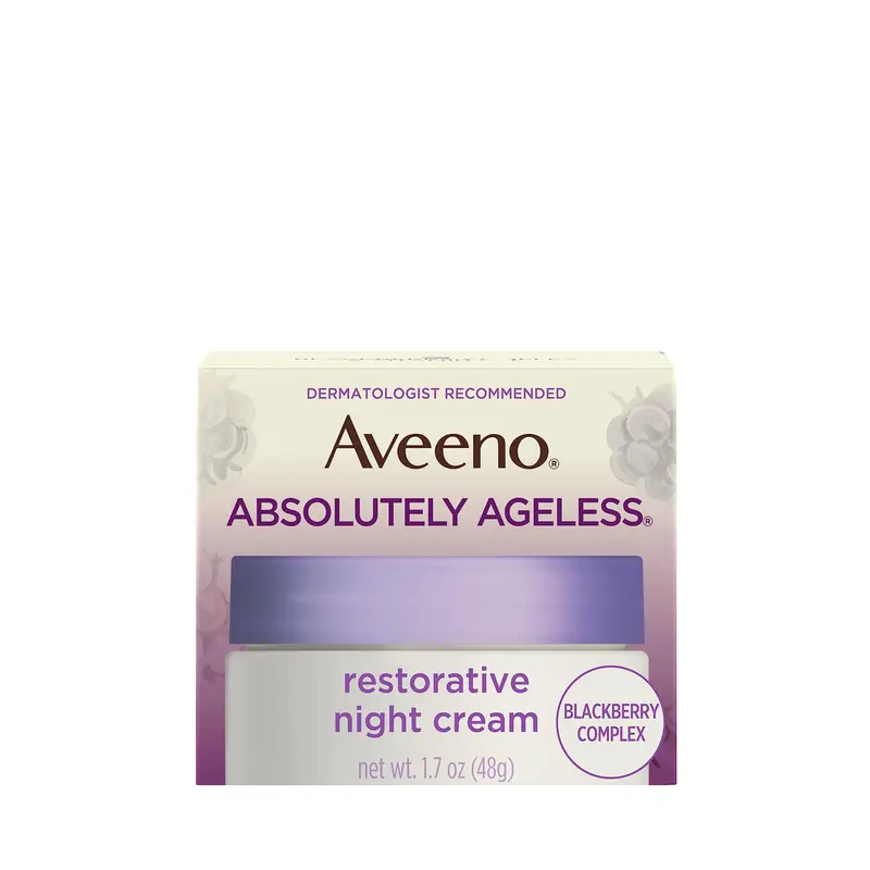 Aveeno Absolument Jeune – Crème Nuit Restauratrice Visage & Cou au Complexe Mûre Antioxydant, Vitamines C & E