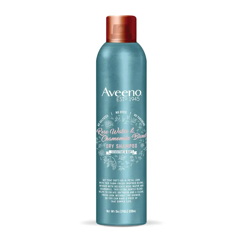 Aveeno Shampooing Sec Doux Rose & Camomille — Pour Cuir Chevelu Sensible, Sans Sulfates, Sans Colorants, 150 ml