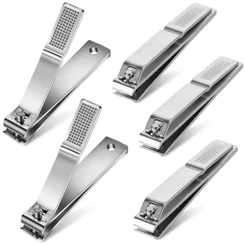 AVERZELLA – Lot de 5 coupe-ongles larges à lame droite, 3,15 pouces, manche long antidérapant en acier inoxydable