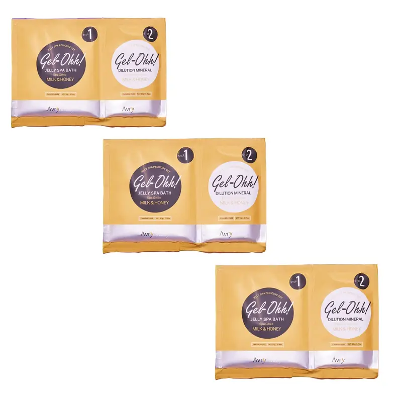 AVRYBEAUTY Gel-Ohh Jelly Spa Bain – Coffret 3 Pièces, Parfum Lait et Miel, Pédicure Gelée et Soin des Pieds