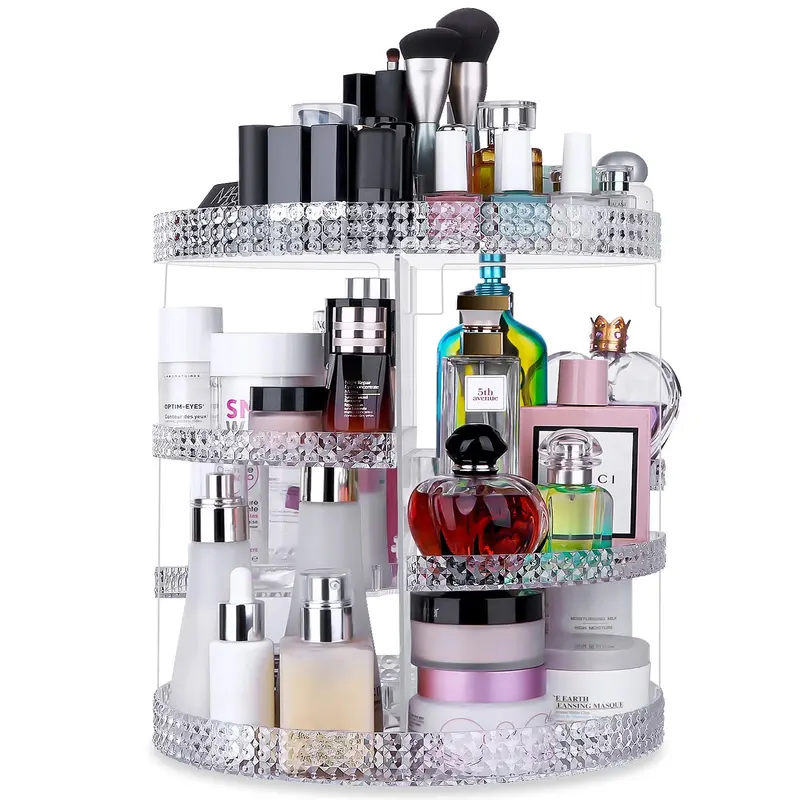 Awenia Organisateur Maquillage 360° – 7 Niveaux Ajustables, Grande Capacité, Acrylique Transparent