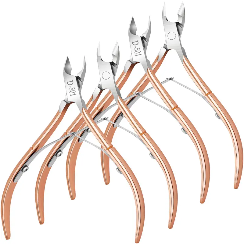 Awpeye – 4 Packs Coupe-Cuticules en Acier Inox Doré Rose | Manucure et Pédicure à Domicile, Spa ou Salon