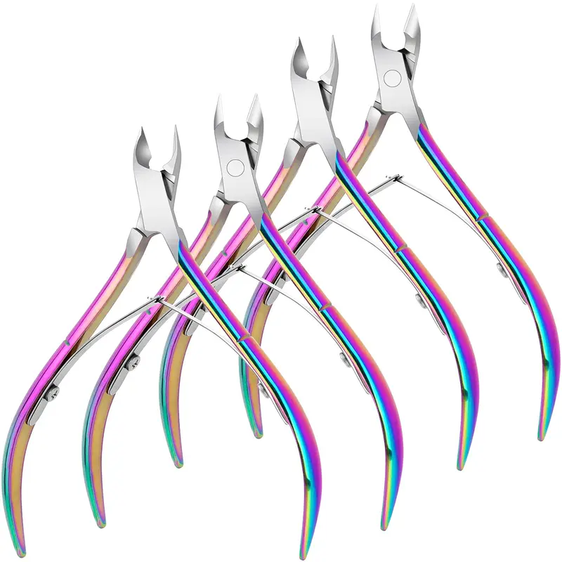 Awpeye – 4 packs pinces-cuticules en acier inox premium arc-en-ciel