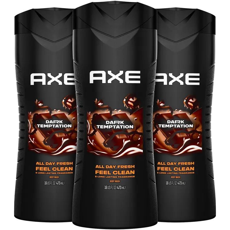 AXE Gel Douche Homme Dark Temptation – Pack 3, Senteur Chocolat Chaud et Frais 12H