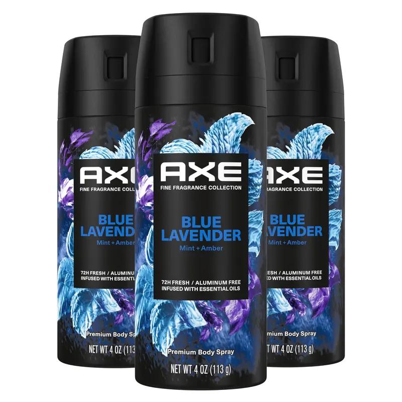 AXE Lavande Bleue – Déodorant Spray Premium 3×118 ml, 72 heures de fraîcheur avec Lavande, Menthe et Ambre