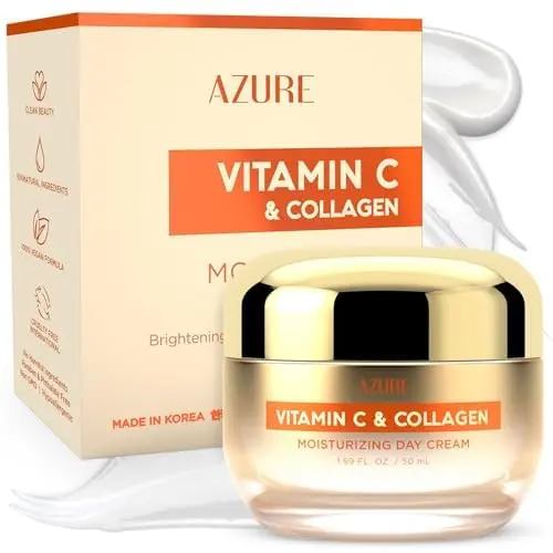 Azure Cosmetics Crème Visage Vitamin C & Collagène – Hydratante, Anti-Âge et Éclat | Sans Cruauté