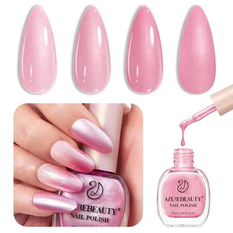AZUREBEAUTY Vernis Rose scintillant – Séchage rapide, brillance durable, 10 ml