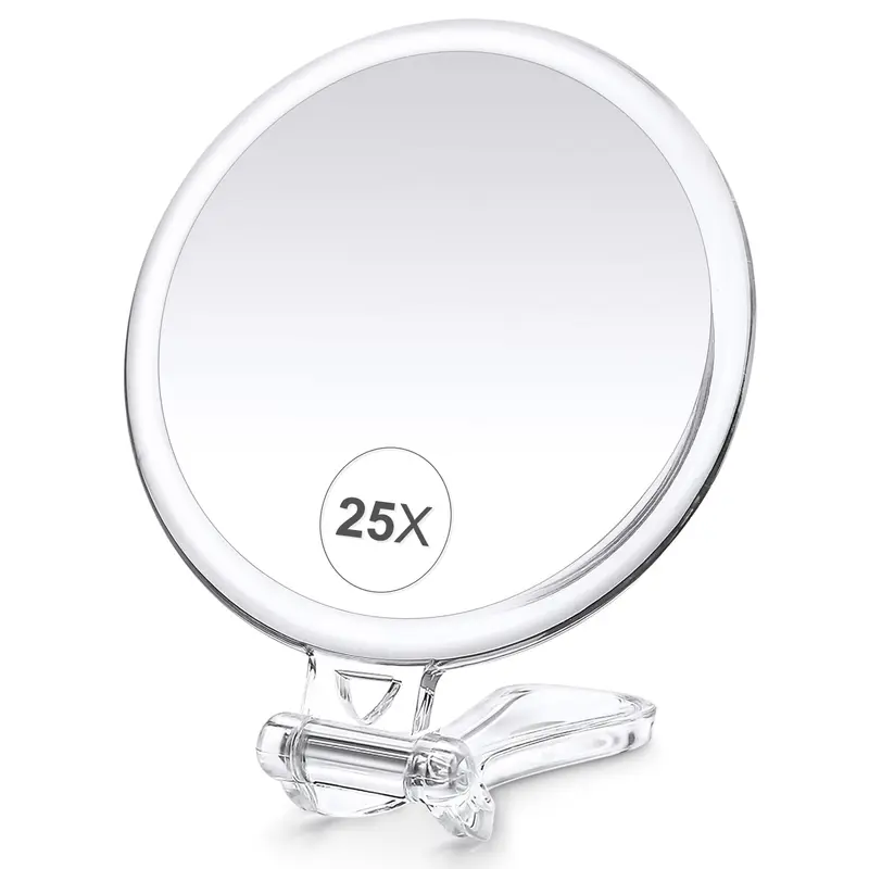 B Beauty Planet Miroir 25X – Miroir de poche Double Face 5 pouces, Support Réglable, Idéal Voyage