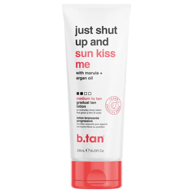 b.tan Lotion auto-bronzante progressive Medium – Éclat doré quotidien, vegan et sans cruauté, 236 ml