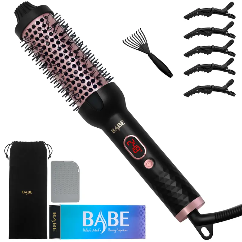 BABE Brosse Thermique Céramique – Barillet 1,5'', 10 Réglages, Double Voltage