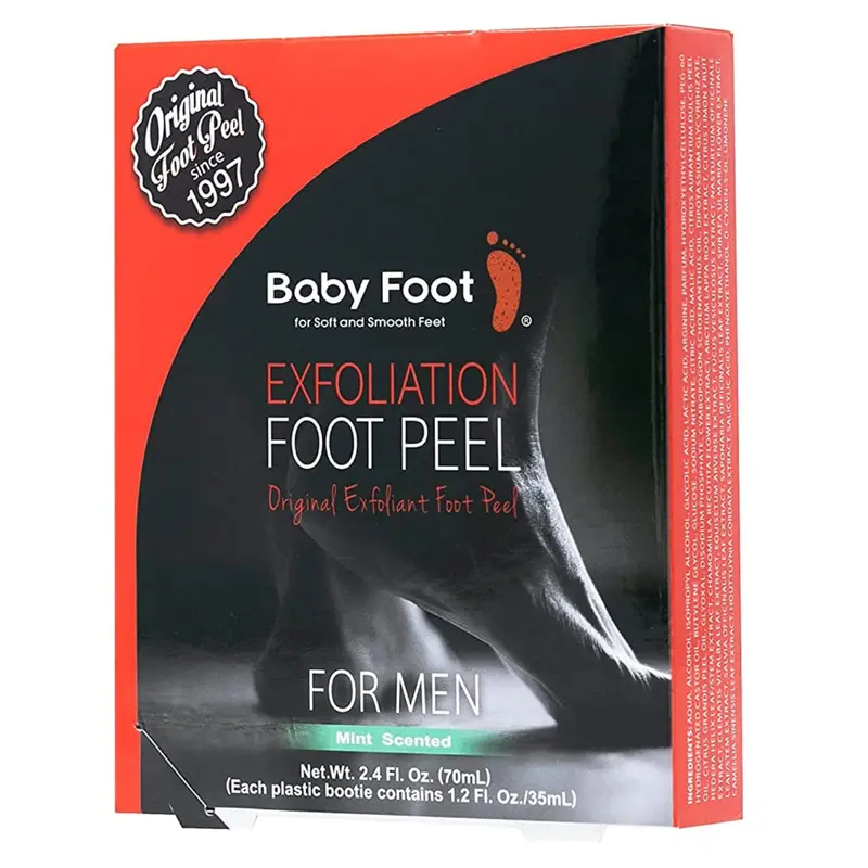 Baby Foot Original – Masque Exfoliant Pieds pour Hommes, Pieds Doux et Lisses, Menthe, 2,7 Fl Oz