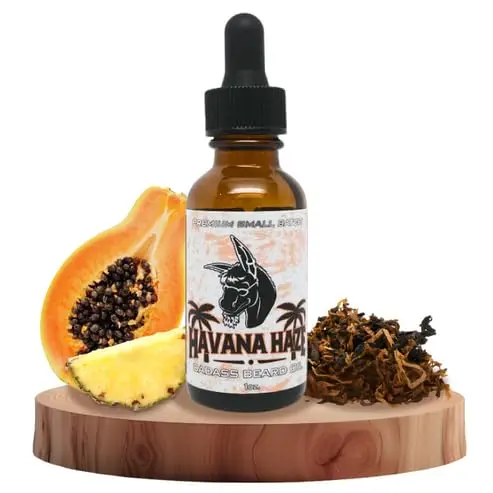 Badass Beard Care Huile barbe Havana Haze – 1 oz, ingrédients 100% naturels et alimentaires, douceur et hydratation