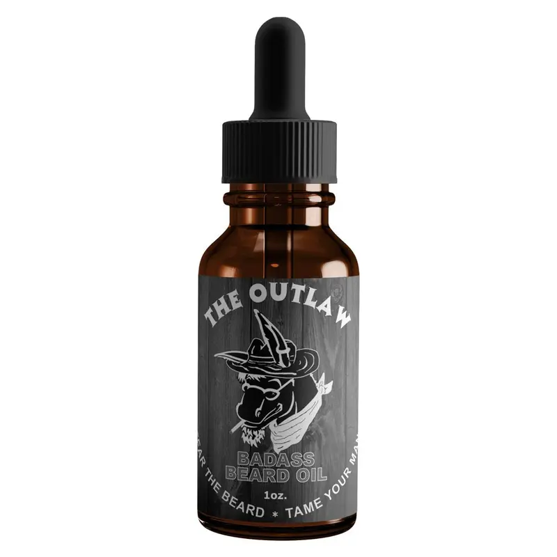 Badass Beard Care – Huile de barbe Outlaw, 1 oz, ingrédients 100% naturels, barbe pleine et douce