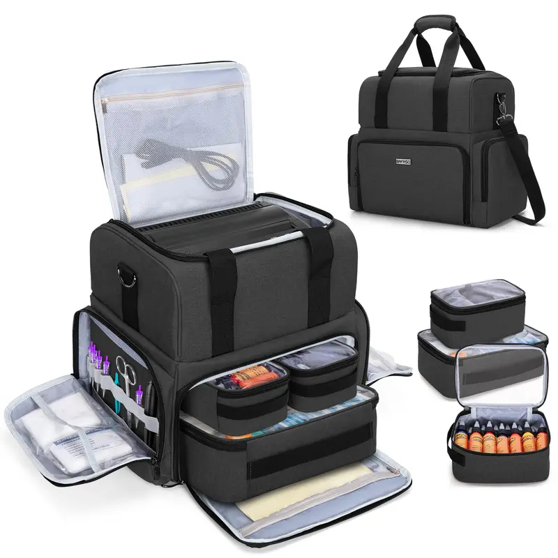 BAFASO Grand Étui Tatouage avec 3 Pochettes Amovibles – Breveté, Transport et Rangement, Noir
