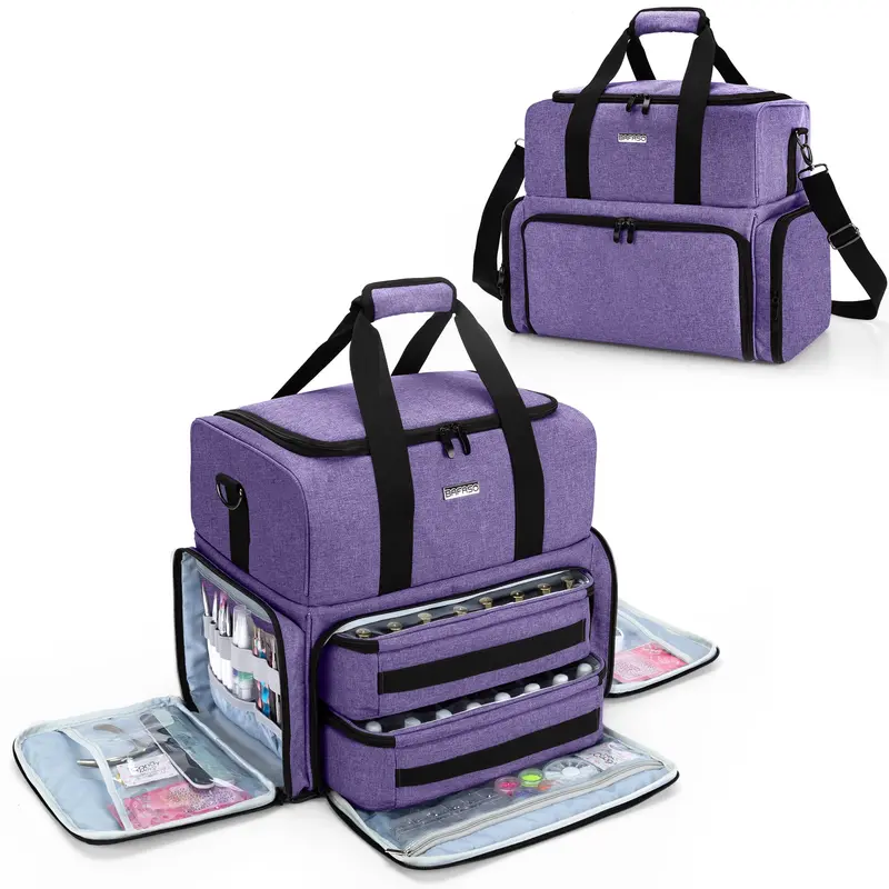 BAFASO Organisateur Vernis à Ongles – 80 Bouteilles (15 ml) + Lampe UV – Étui Breveté, Poches Amovibles et Rangement Manucure Violet