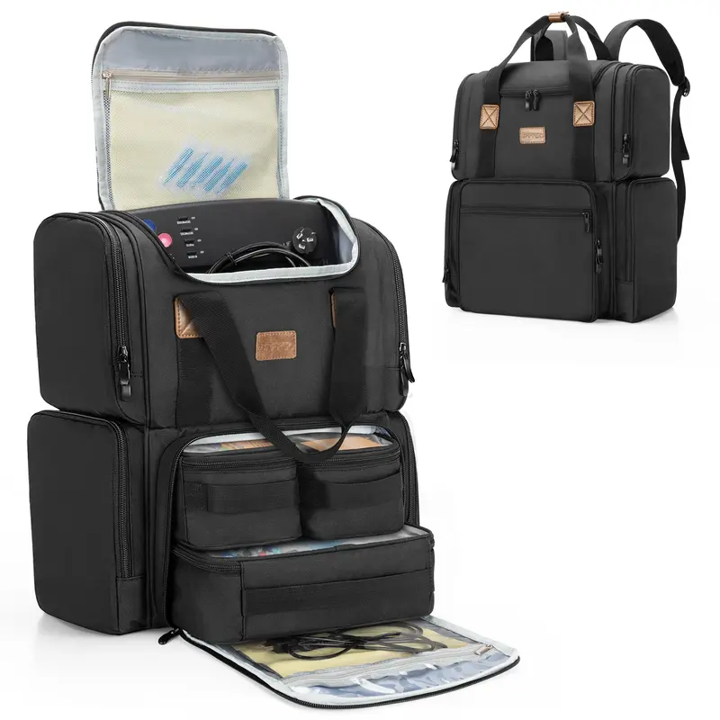 BAFASO Sac à Dos Tatouage – 3 Poches Intérieures Amovibles – Imprimante Pochoirs & Fournitures (Sac Seul) Noir