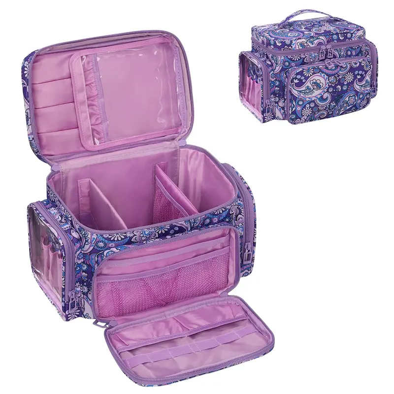 Bagmoly Grande Trousse Maquillage Portable – Organisateur Voyage avec Compartiment Pinceaux et Poches Latérales