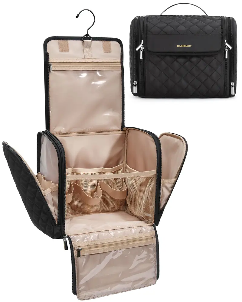 BAGSMART Trousse de Toilette de Voyage – Grande Capacité, Résistante à l'Eau, Avec Anse | Noir