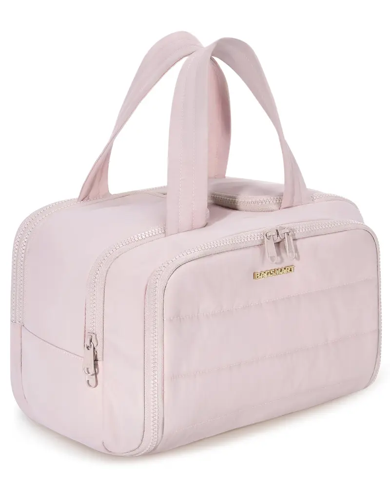 BagSmart Trousse de Toilette de Voyage Rose – Grande Capacité et Ouverture Large