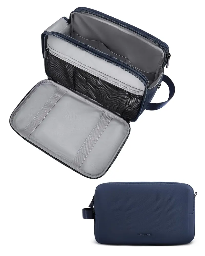 BAGSMART Trousse de Toilette pour Homme – Dopp Kit Étanche Navy, Grand Modèle