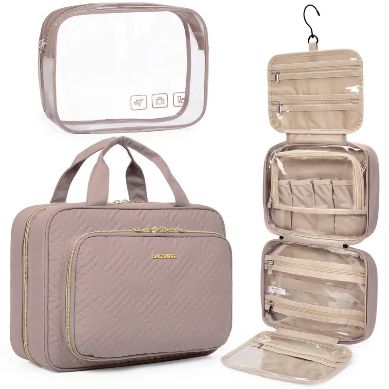 BAGSMART Trousse de toilette suspendue – Organisateur de voyage transparent TSA, grand violet foncé