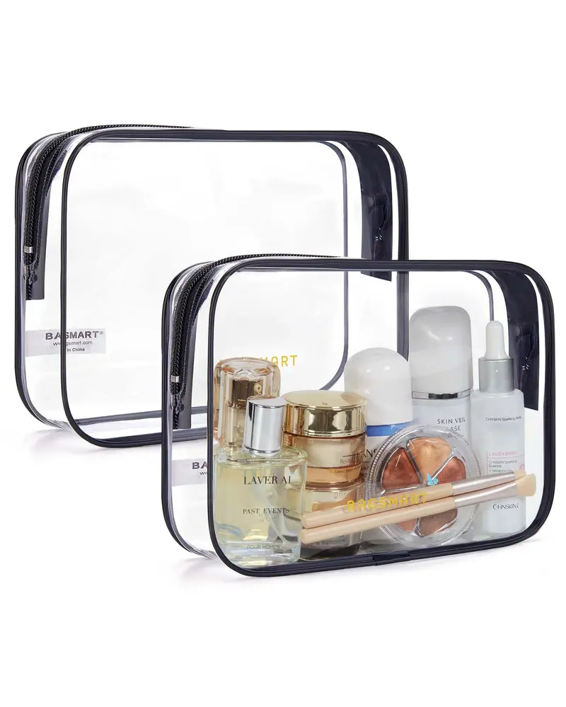 BAGSMART Trousse de toilette transparente – Lot de 2, conforme TSA, bagage à main, résistant et léger (noir)