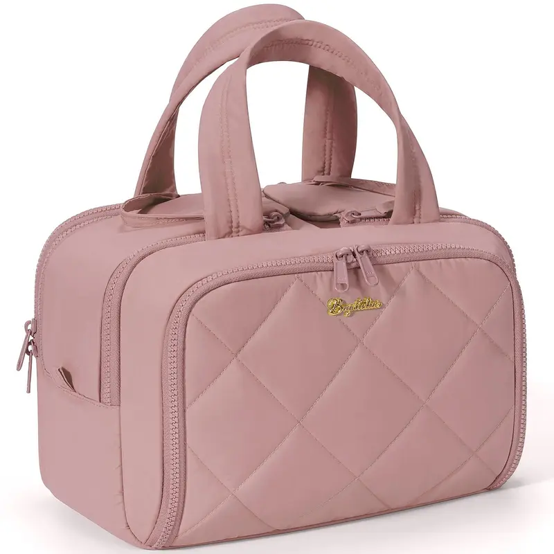 Bagstellar Sac de Toilette Grand et Matelassé – Ouverture Large, Étanche et Léger – Rose Foncé