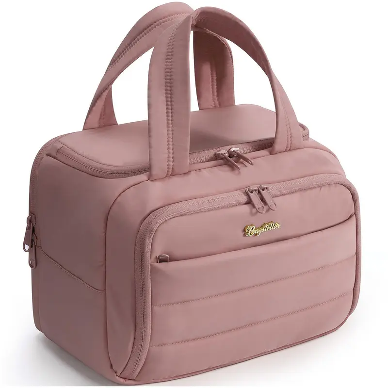 Bagstellar Trousse de toilette voyage femmes – légère, spacieuse et matelassée, rose foncé