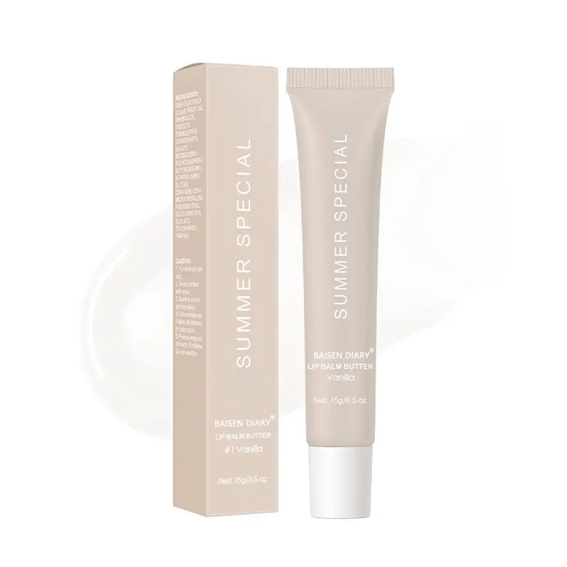 BAISEN DIARY Baume Lèvres Estival – Hydratation Ultra-Nourrissante, Ingrédients Naturels, Beurre de Karité et Beurre d’Olive, Apaise et Adoucit les Lèvres Sèches (#1 Vanille, 15 ml)