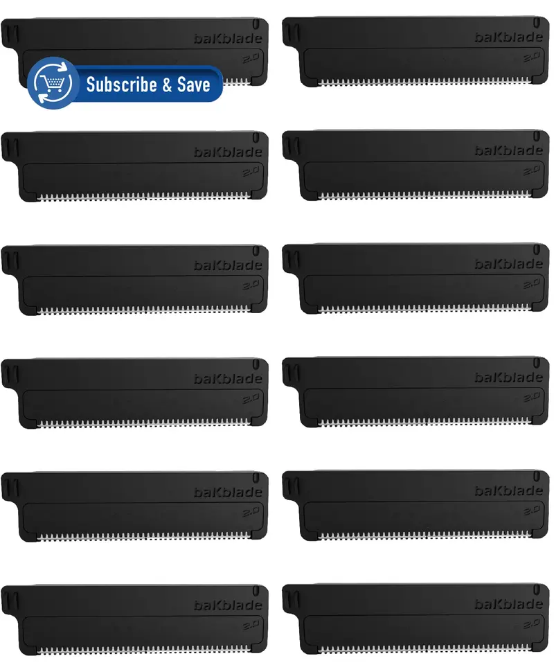 baKblade 2.0 & 3.0 – Cartouches Dryglide (12 pièces) pour rasage rapide du dos et du corps