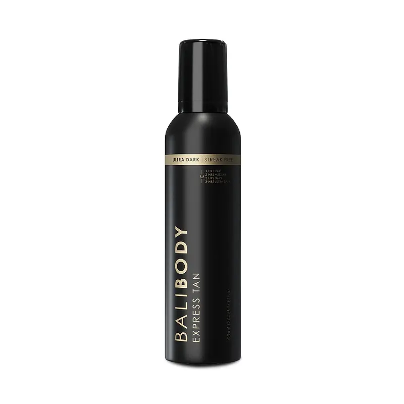Bali Body Auto-bronzant en 1 heure — Mousse ultra foncée, séchage rapide, sans traces, végan et fabriqué en Australie (225 ml)