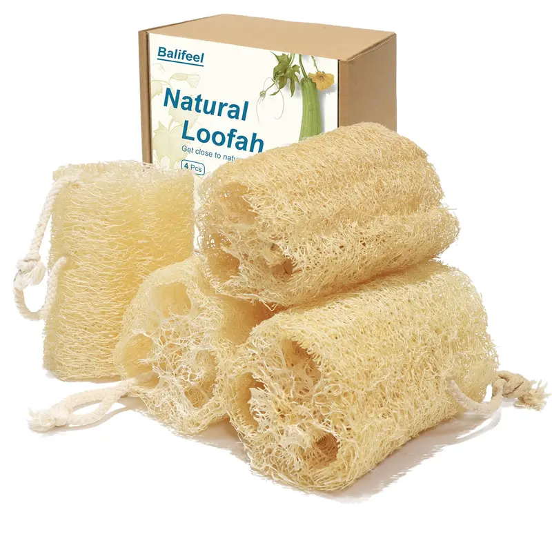 Balifeel Éponge Louffe Bio – Pack 4, Exfoliation Douce et Spa à Domicile