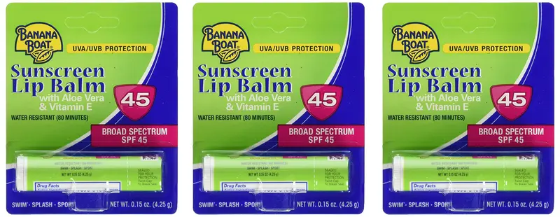 Banana Boat Baume Lèvres SPF 45 à l’Aloé Vera – Pack de 3