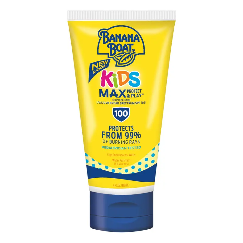 Banana Boat Kids SPF100 – Protection maximale pour enfants, crème solaire 4 oz, haute protection, résistant à l’eau