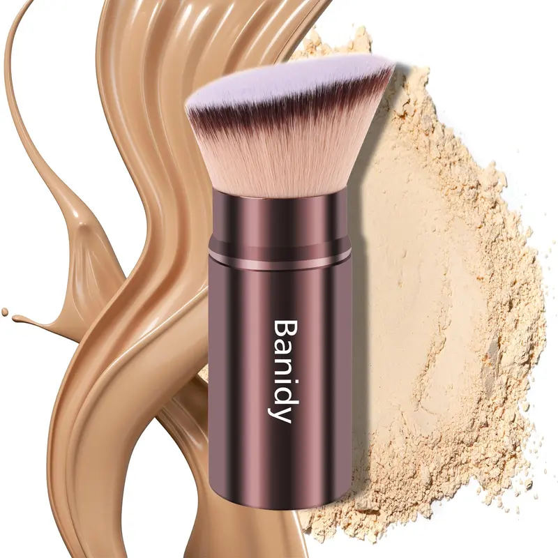 Banidy Pinceau Kabuki Rétractable pour Visage – Voyage Portable, Fond de Teint, Poudre, Bronzer – Sans Cruauté