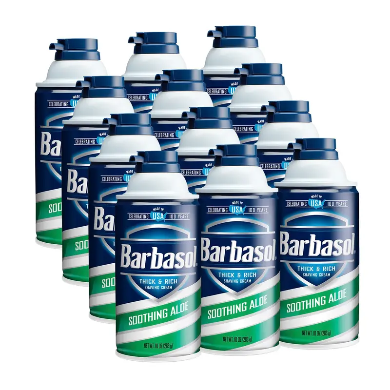 Barbasol Crème à raser Aloe épaisse et riche – 10 oz (Lot de 12)