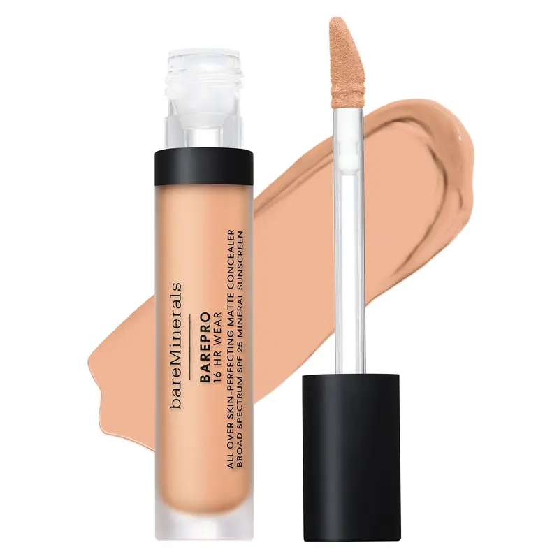 bareMinerals BAREPRO 16 heures – Correcteur minéral longue tenue, fini mat, SPF 25, Niacinamide – Végan