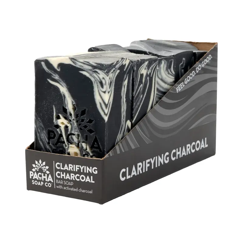 Barre Charbon Actif Clarifiant — Pacha Soap Co. Citronnelle, Agrumes et Menthe (Lot de 5 x 113 g) – Nettoyage Visage et Corps, Fabriqué aux États‑Unis
