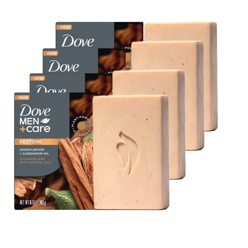 Barre Dove Men+Care Santal Cardamome – 4 en 1 pour visage, cheveux, corps et rasage