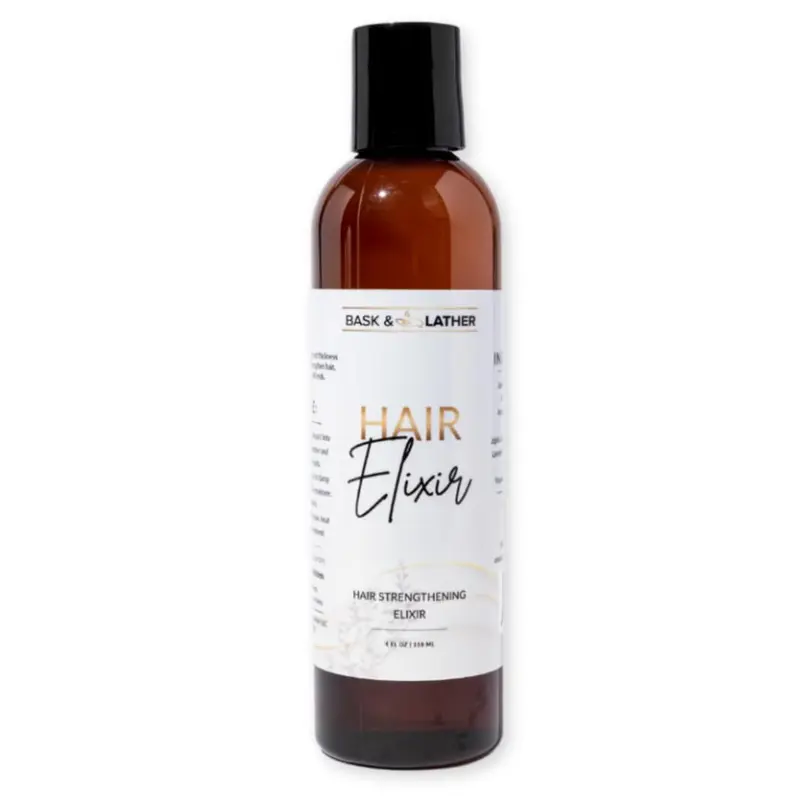 BASK & LATHER Elixir – Huile fortifiante pour cheveux, volume et épaisseur (Jamaican Black Castor Oil) – 4 fl oz