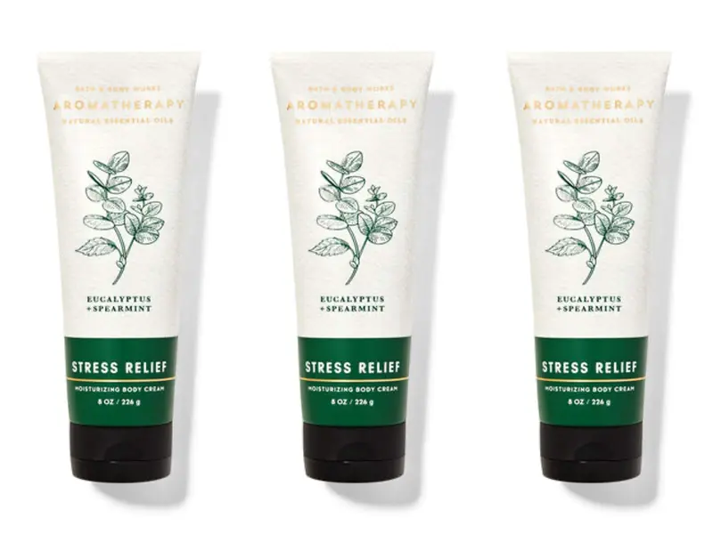 Bath and Body Works – Crème pour le corps aromathérapie Stress Relief Eucalyptus et Menthe Poivrée – Lot de 3
