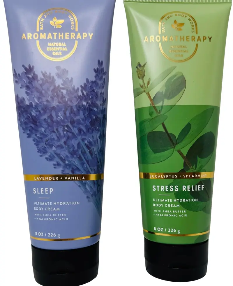 Bath & Body Works Aromathérapie Crème Hydratante Ultime – Eucalyptus Menthe Verte et Lavande Vanille, Lot de 2 (8 oz chacun)