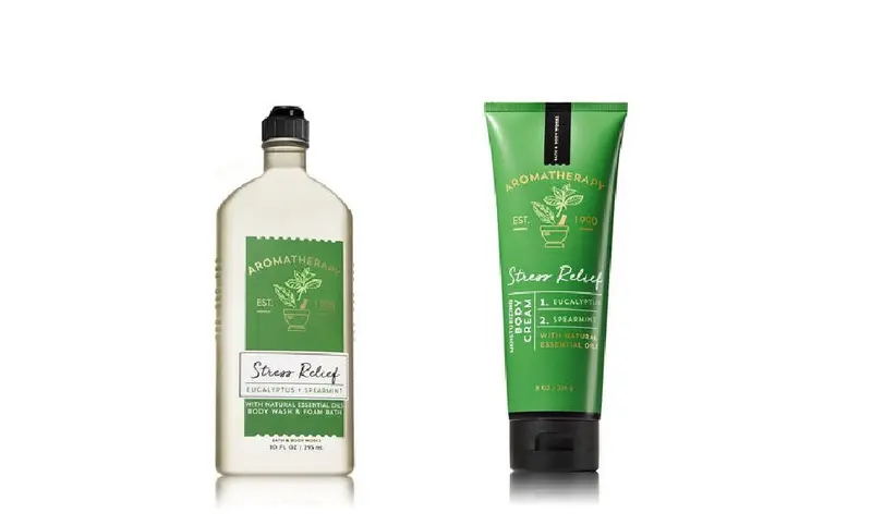 Bath & Body Works Aromathérapie – Eucalyptus et Menthe Poivrée – Lot Gel Douche 10 oz + Crème Corps 8 oz