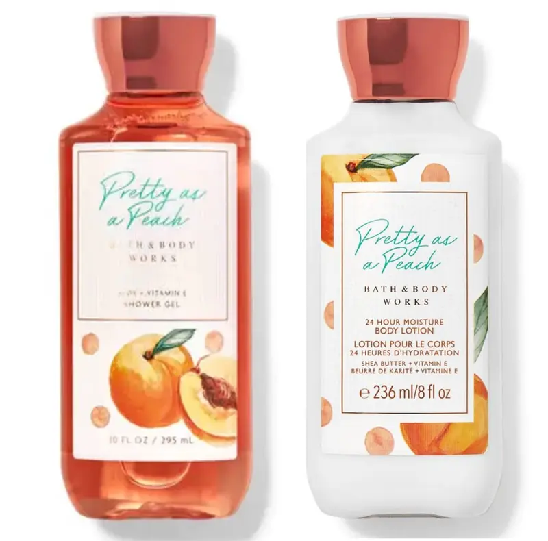 Bath & Body Works Belle comme une Pêche – Gel Douche et Lait Hydratant (Ensemble 2 Pièces)