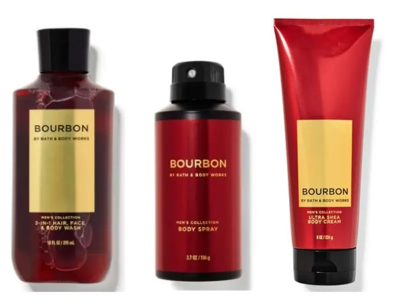 Bath & Body Works Bourbon – Coffret Ultra Shea 8 oz, Douche 2-en-1 10 oz et Spray Déodorant 3,7 oz